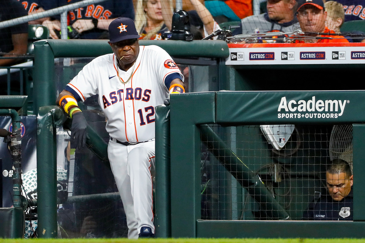 Unlike most managers, Baker positions himself on the far end of the dugout when his team is hitting.